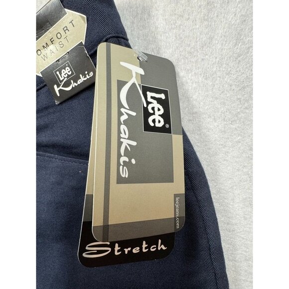 Lee Khakis Chino Pants Navy Blue Comfort Waist Flat Front Women's 14 Short NWT - Picture 5 of 7